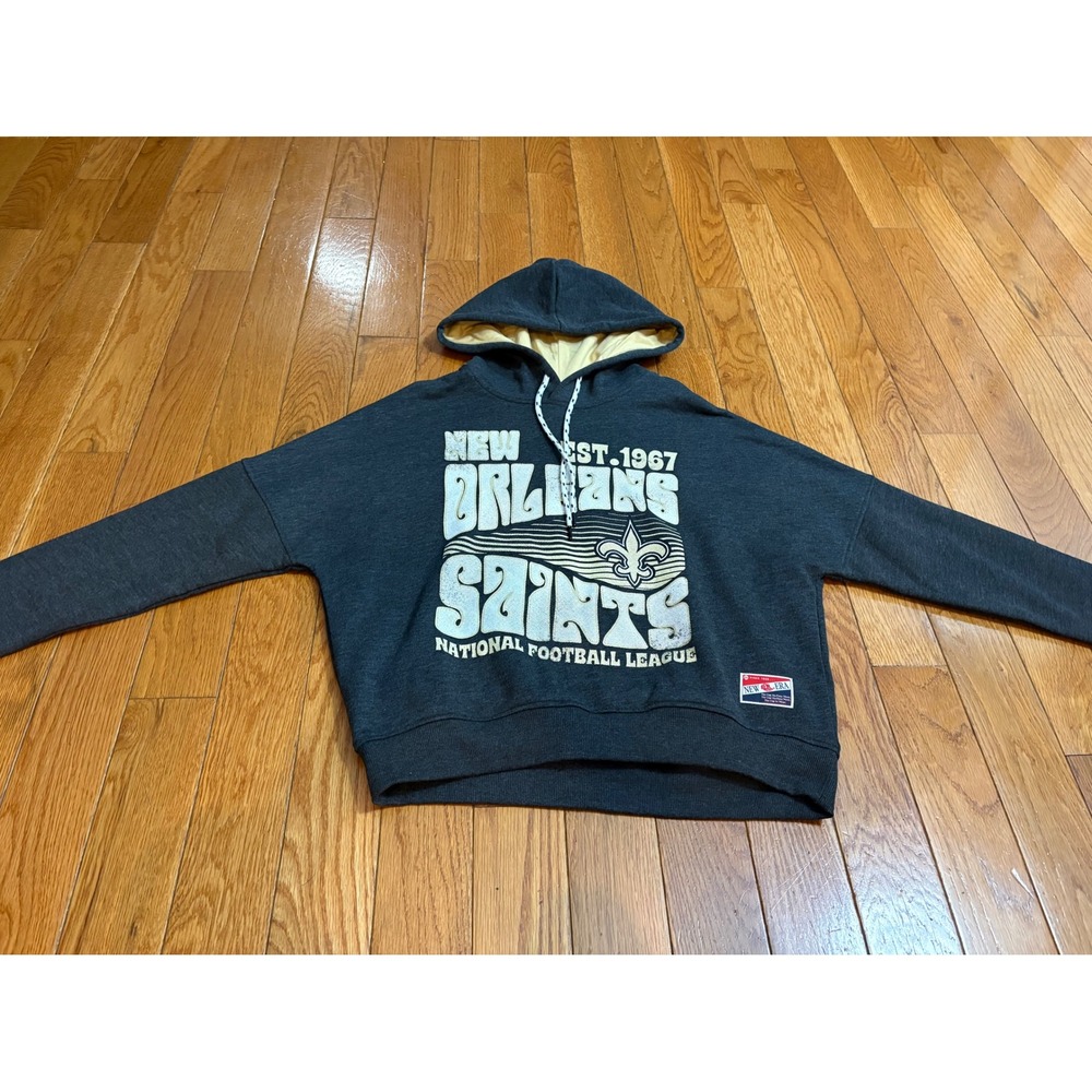 New Era NFL New Orleans Saints Charcoal Gray Hooded Sweatshirt Small